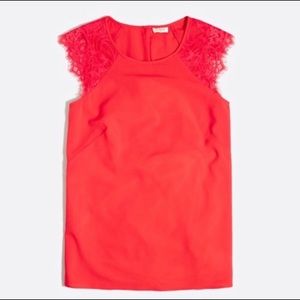 Red lace sleeve blouse